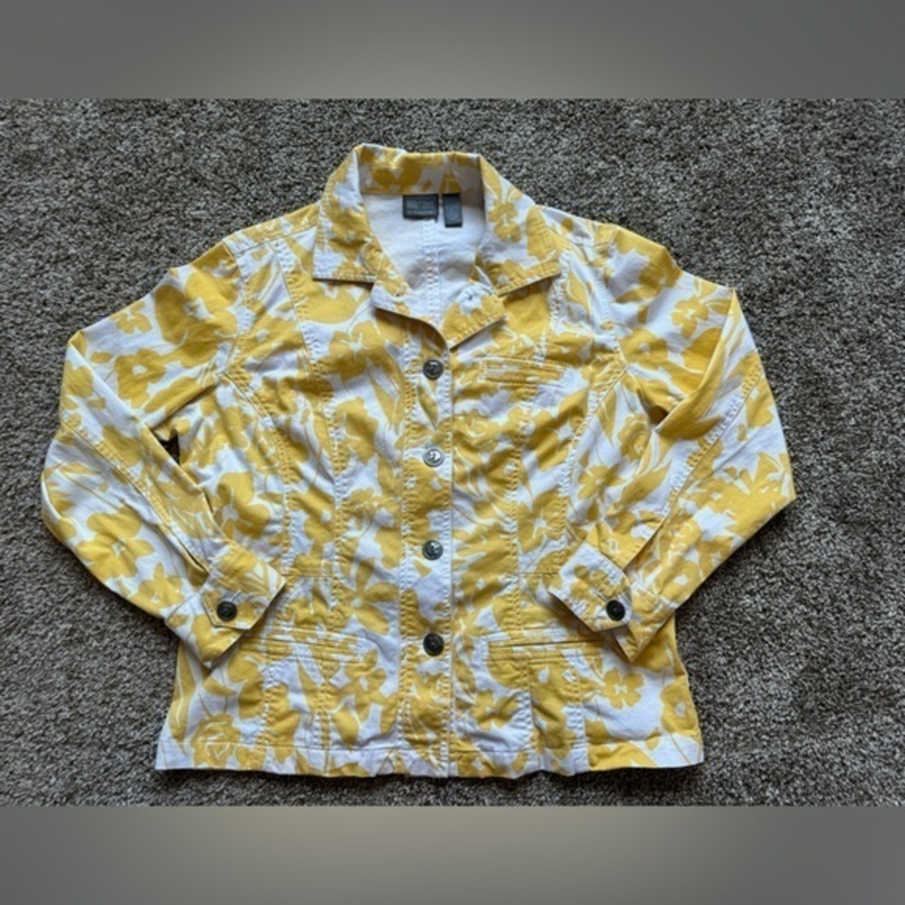 Additions by Chicos floral print lightweight jacket size 2 (Large) NWOT